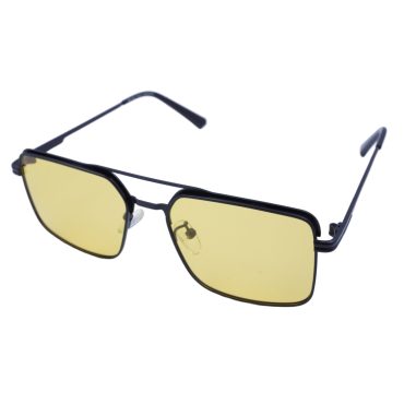 ZYRA EYEWEAR | Full Rim Metal Square | Black & Yellow Sunglasses 100% UV Protected