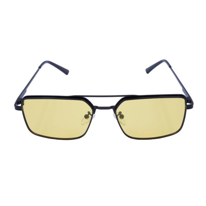 ZYRA EYEWEAR | Full Rim Metal Square | Black & Yellow Sunglasses 100% UV Protected - Image 3