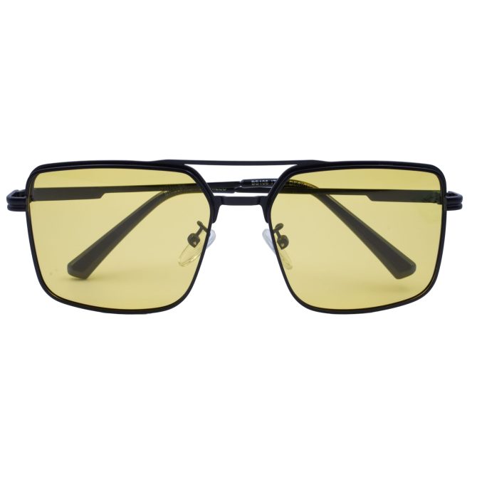 ZYRA EYEWEAR | Full Rim Metal Square | Black & Yellow Sunglasses 100% UV Protected - Image 2